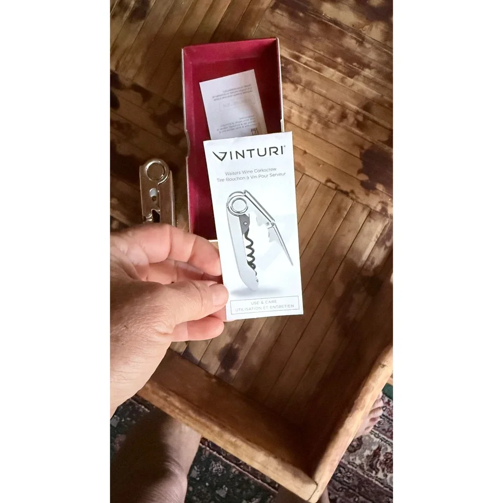 Vinturi Waiter's Wine Corkscrew with Foil Cutter & Bottle Opener - Nib in Box